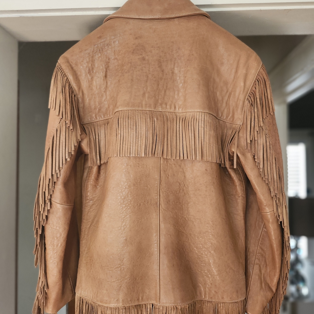 Men's Tan Fringe Leather Jacket Banana Republic - Picture 3 of 6